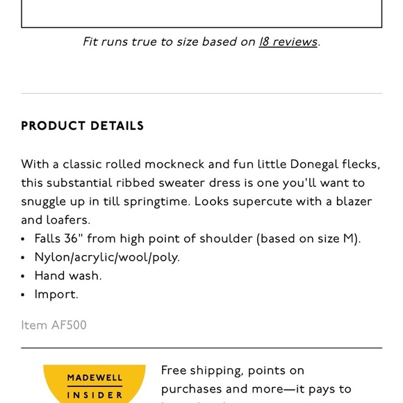 NWT Madewell Donegal Rolled Mockneck Wool Blend Speckled Knit Sweater Dress - Picture 3 of 9